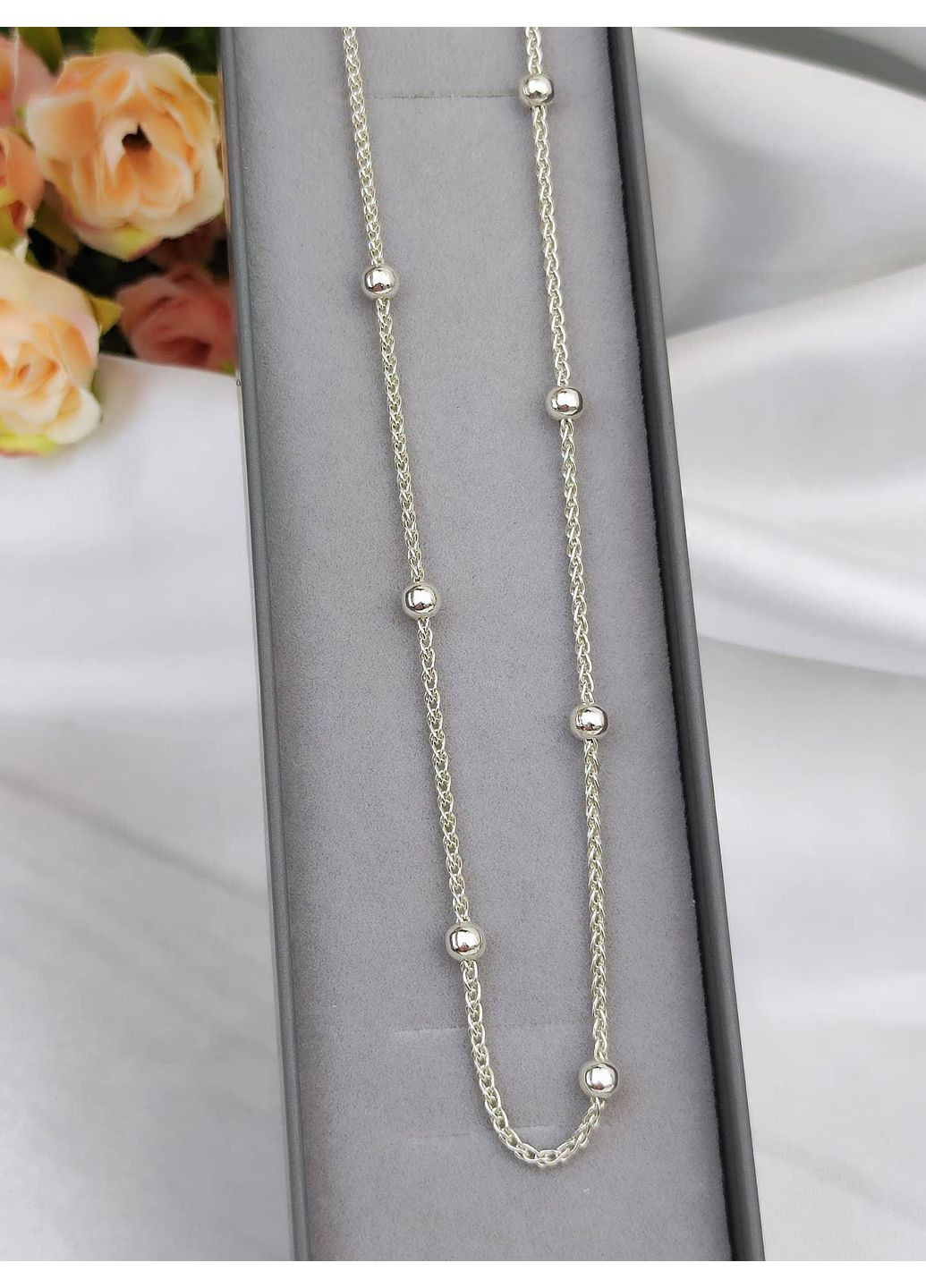 Серебряная цепочка 925 пробы с шариками 50 см No Brand (366882901)