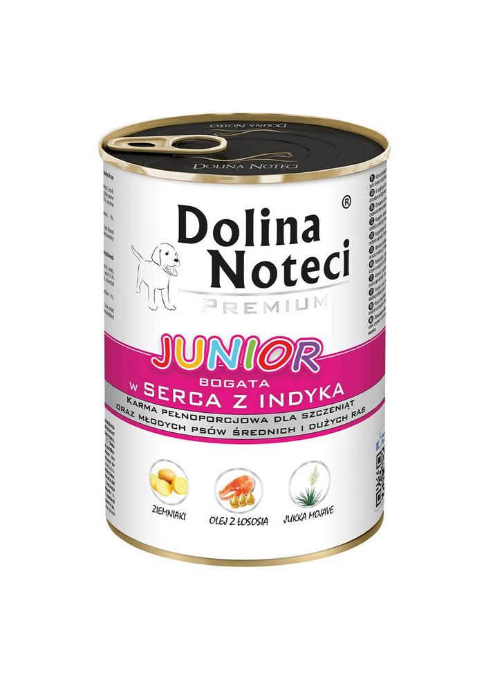 Влажный корм для щенков всех пород с сердечками индейки Premium Junior 400 г (5902921304555) Dolina Noteci (316463000)