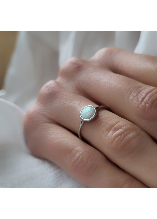 Серебряное кольцо с Белым Опалом 18.5 размер серебро 925 пробы Родированное кк2опб/1184 1.40г No Brand (306854618)