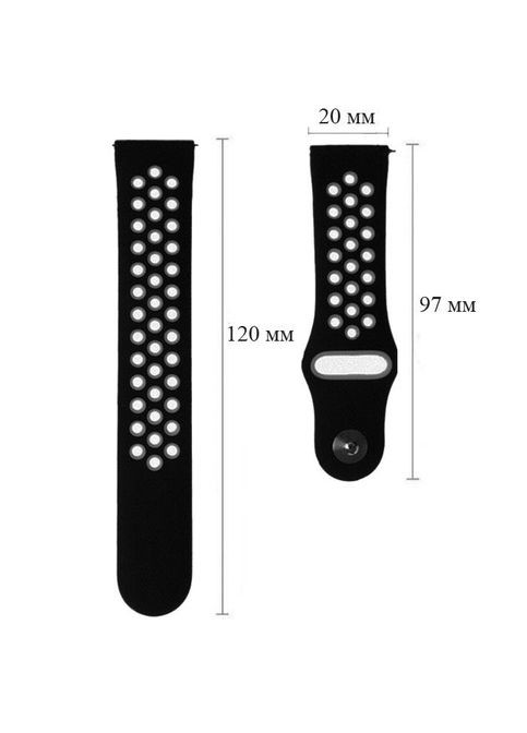 Спортивный ремешок Perfor Sport для часов Samsung Gear Sport SM-R600 - Black&Grey Primo (333720409)