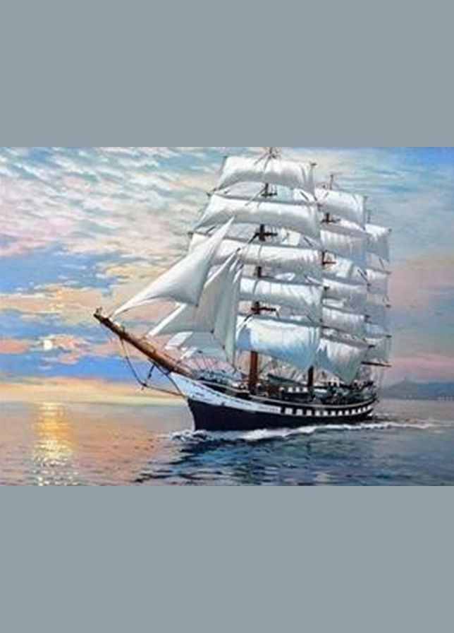 Алмазна мозаїка зі стразами на підрамнику Білі вітрила. Парусник, 40*50 см Чарівний діамант (317258791)