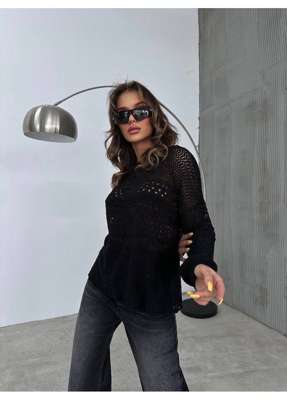 Черный демисезонный 🤍 стильный свитер из хлопка – идеален для ежедневных и праздничных образов! размерная сетка в описании GD/GL Модний простір