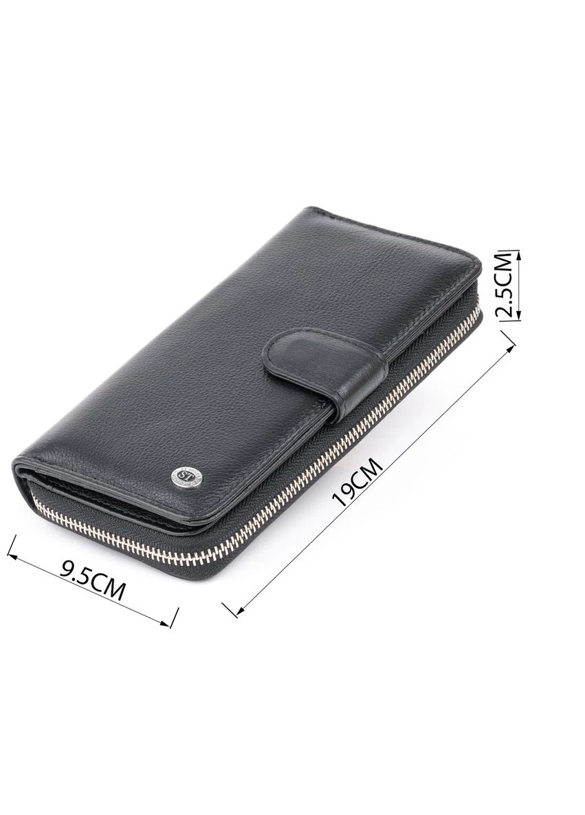 Вертикальный вместительный кошелек из кожи унисекс 19300 Черный st leather (315344023)