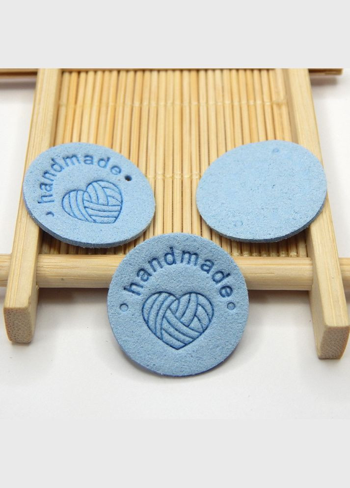 Бирка Handmade круглая, шт.замша, 2,5 см, голубая No Brand (341730653)