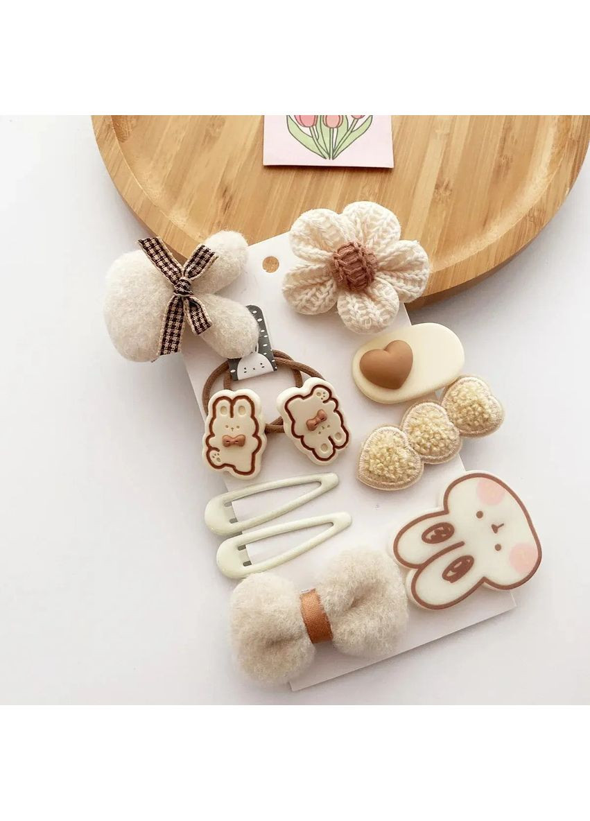 Набір дитячих шпильок DENOSVIM 9 шт Rabbit Beige No Brand (366304262)