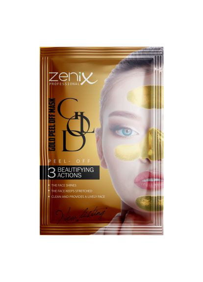 Золотая оживляющая маска-пленка для лица с гекторитом, 15 г Zenix (280930625)