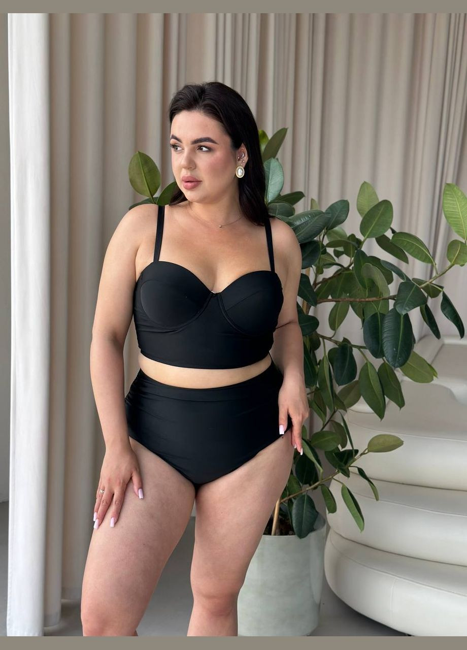 Чорний демісезонний plus size купальник, жіночий купальник Stylish Touch