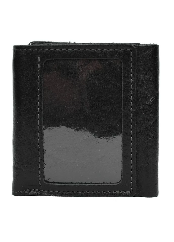 Кожаное портмоне черное глянцевое 910410 с монеткой Grande Pelle (322846637)