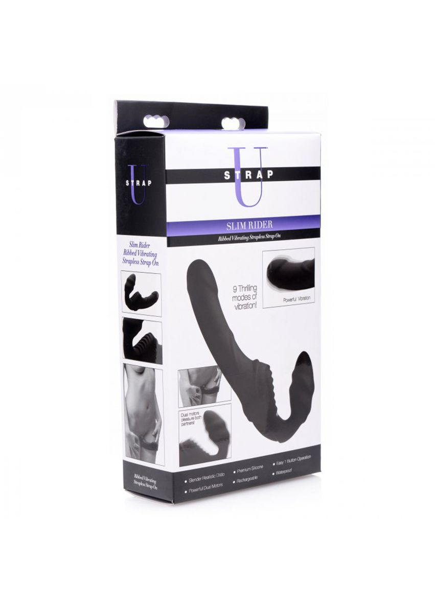 Женский вибрострапон Slim Rider Ribbed Ribbed Vibrating Silicone Strapless Strap On, Strap U (297003275)