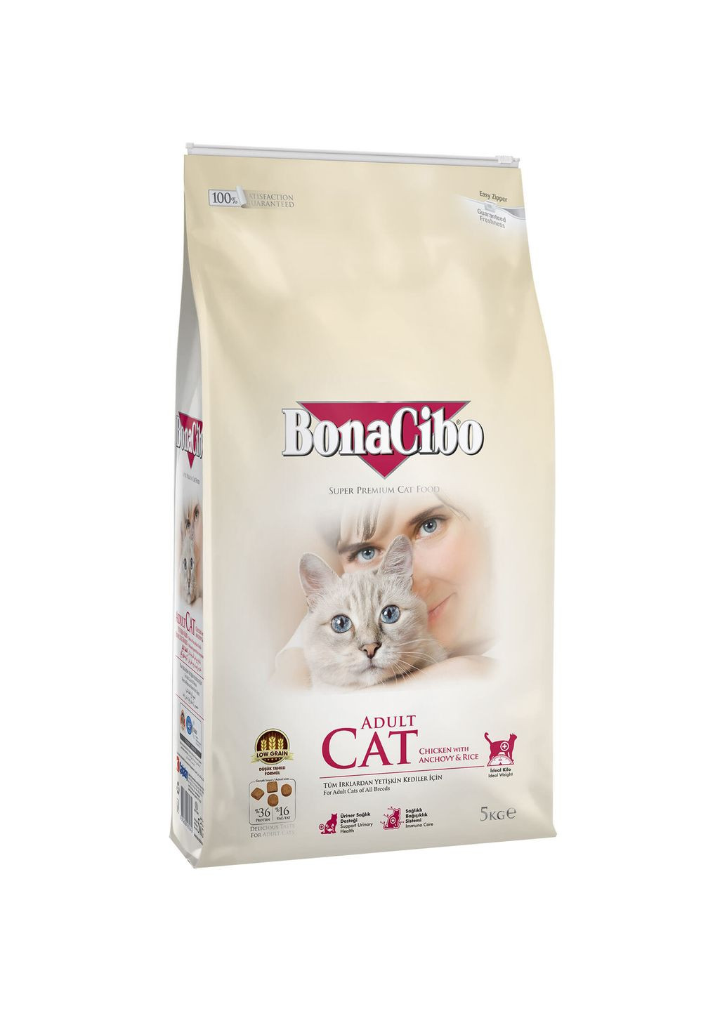 Сухий корм для кішок Adult Cat Chicken&Rice with Anchovy з м'ясом курки, анчоусами та рисом 5 кг (BC405642) BonaCibo (334345630)