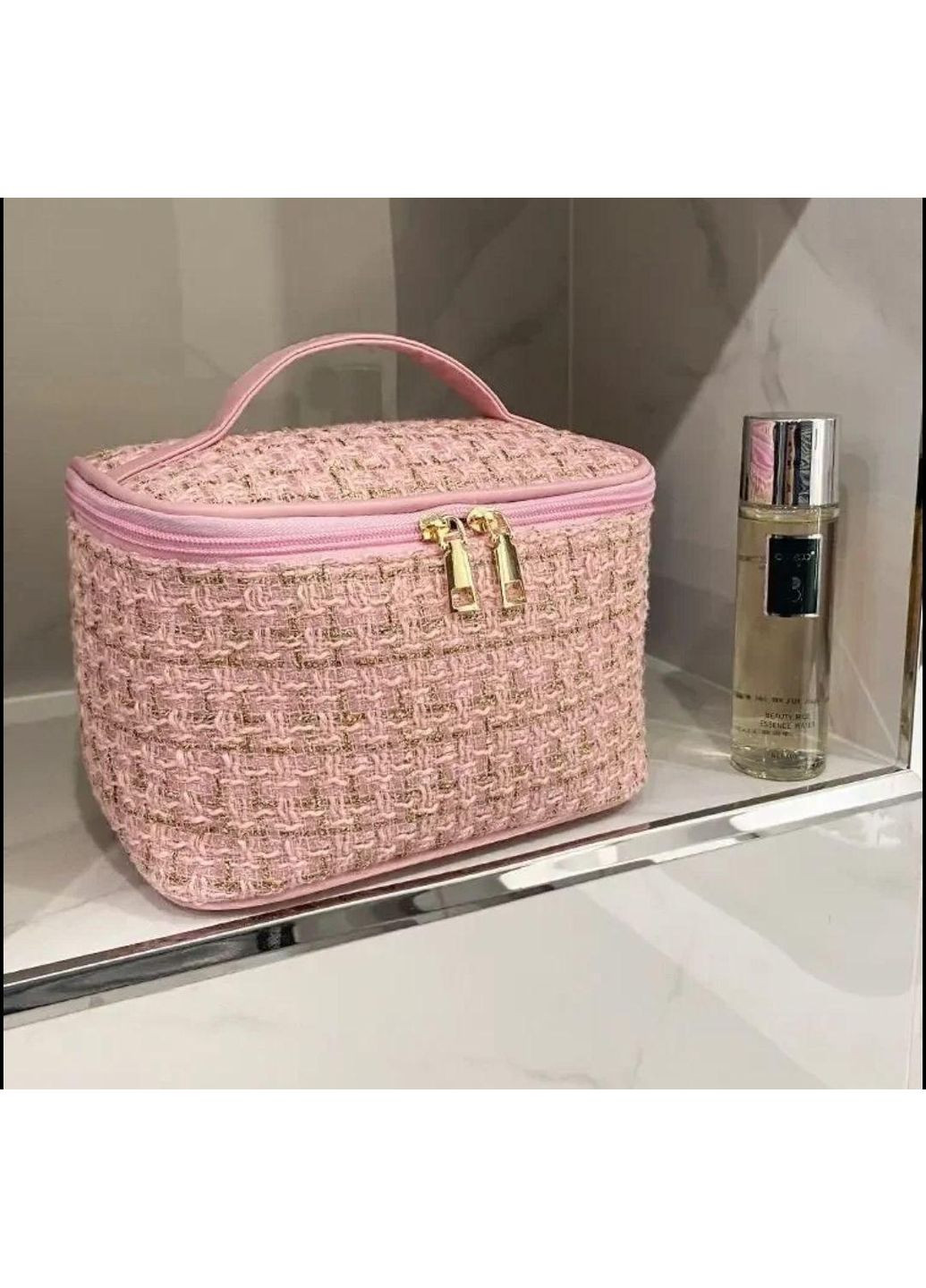 Косметичка на блискавці в стилі Шанель (Рожева) No Brand (299871220)