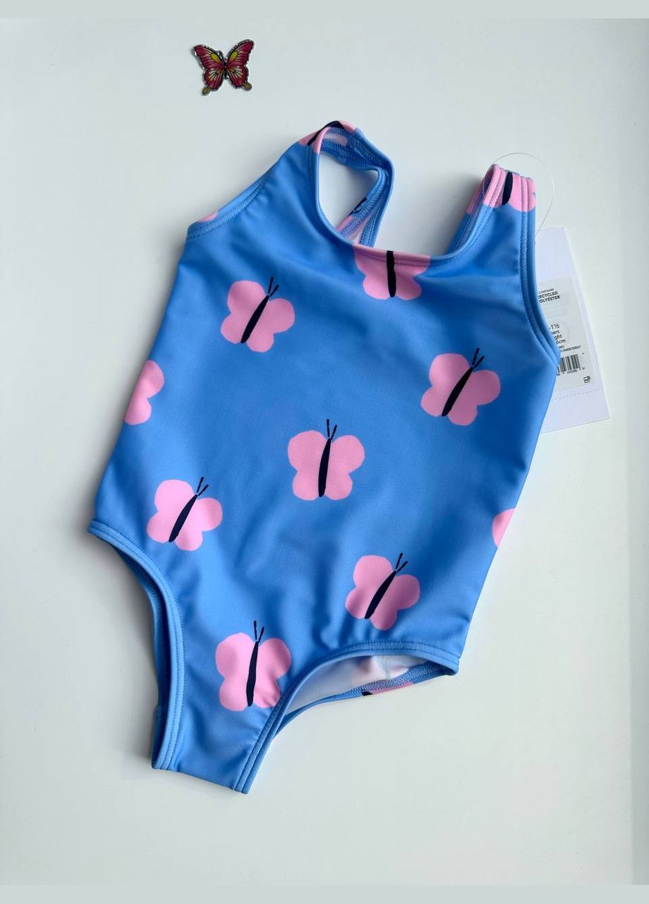 Голубой летний купальник с бабочками George