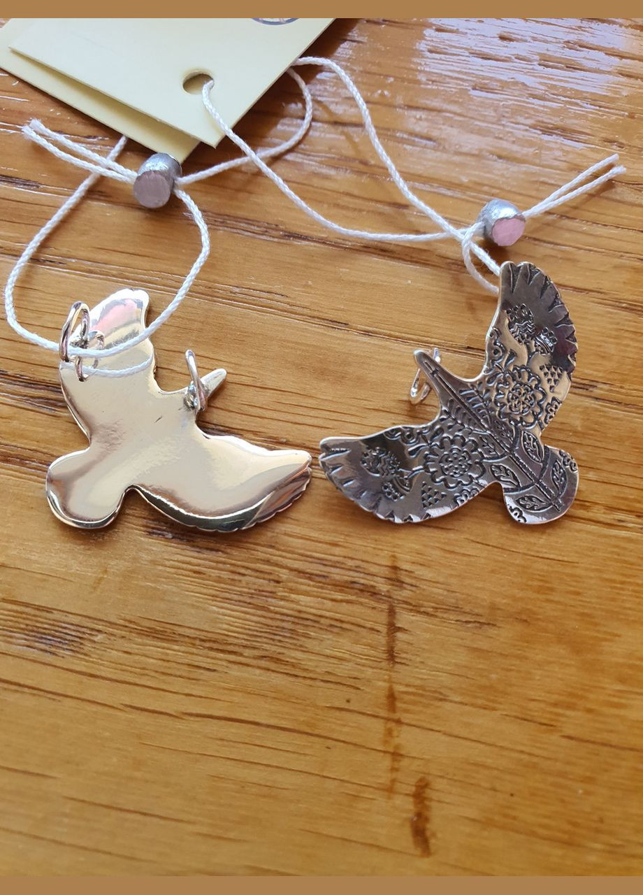 Комплект срібний 925 проба браслет і кулон Пташка горлиця вишиванка українська No Brand (329999429)