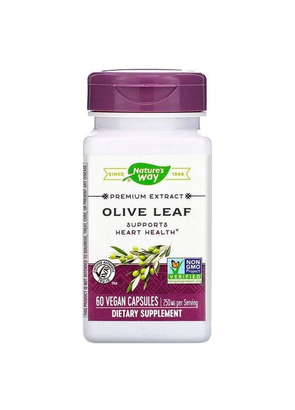 Екстракт листя оливи, Olive Leaf,, преміум-клас, 250 мг, 60 веганських капсул Nature's Way (380904573)