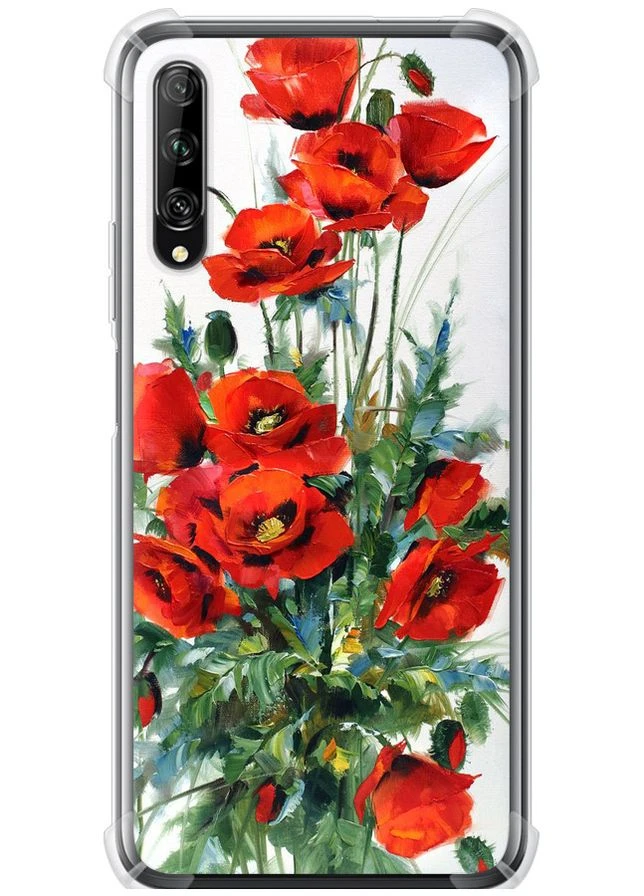 Силіконовий протиударний с посиленими кутами чохол 'Маки' для Endorphone Huawei P Smart Pro (378346352)