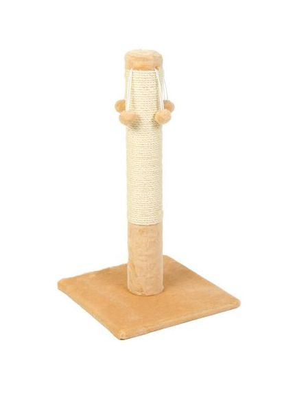 Дряпка (когтеточка) Д04 столбик с 4-мя бубонами 67 cм Бежевая (4820157402931) Природа (315717834)