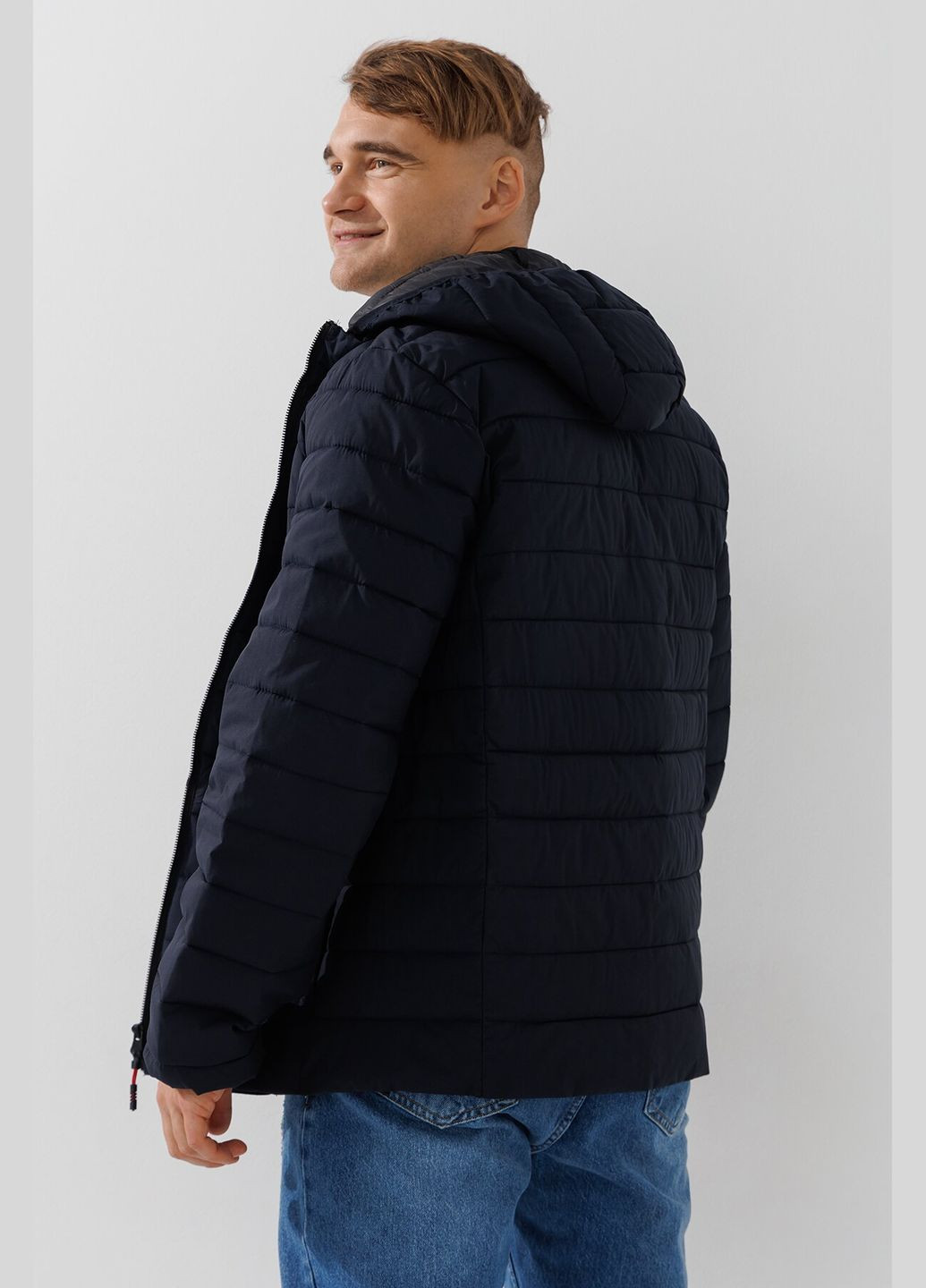 Синяя демисезонная куртка однотонная мужская 2320 shop (2000990914477) No Brand