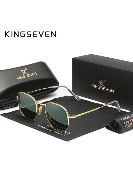 Жіночі поляризаційні сонцезахисні окуляри 7116 Gold Green KINGSEVEN (302659760)