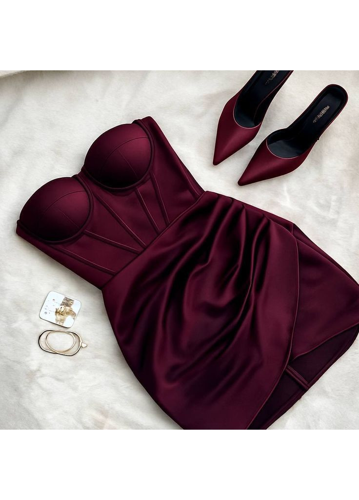 Бордова святковий жіноча сукня з імітацією корсету з відкритими плечима, силуетна Avanti однотонна