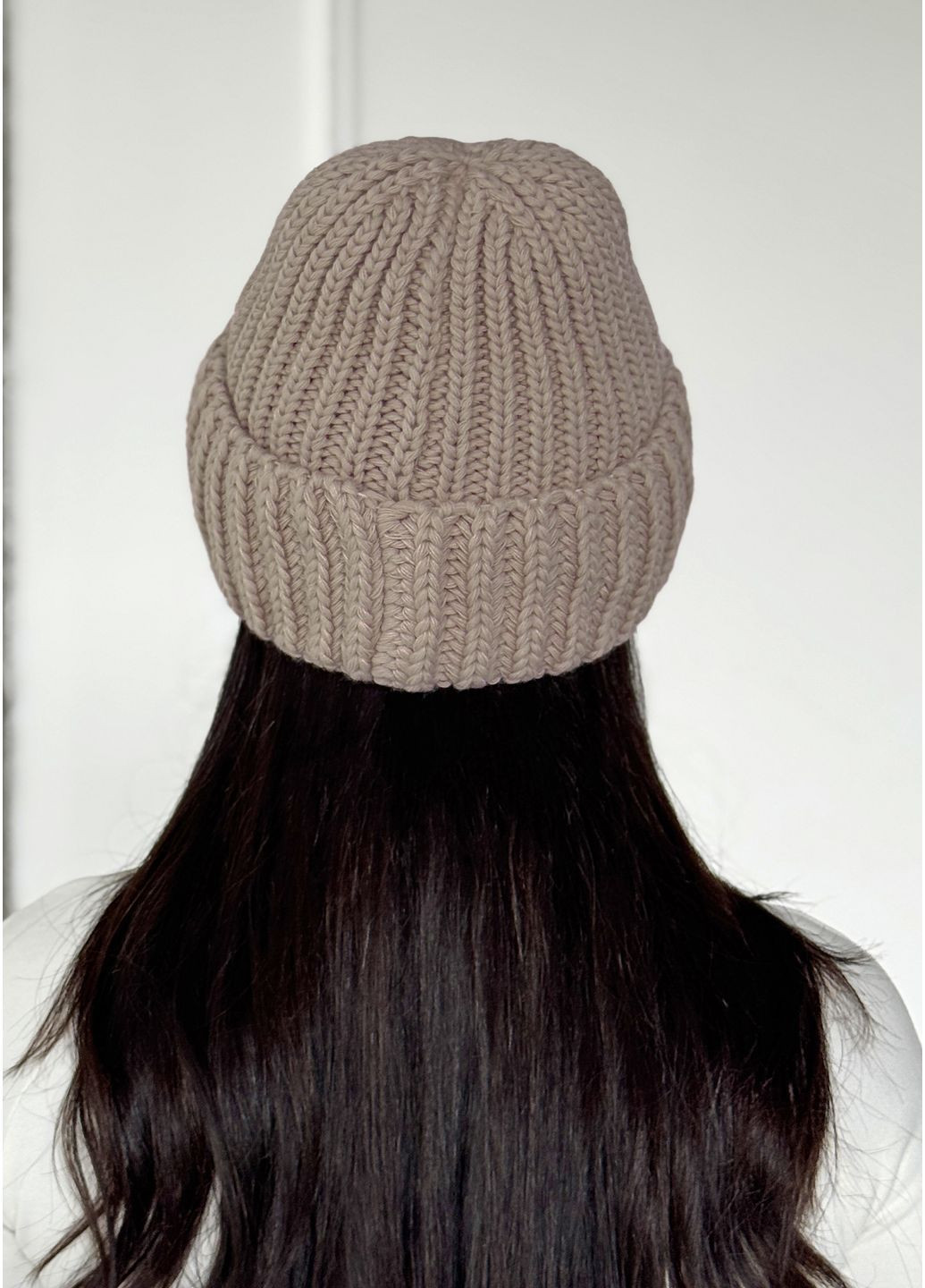 Жіноча шапка крупної в'язки з відворотом InFashion Шапка (369446487)