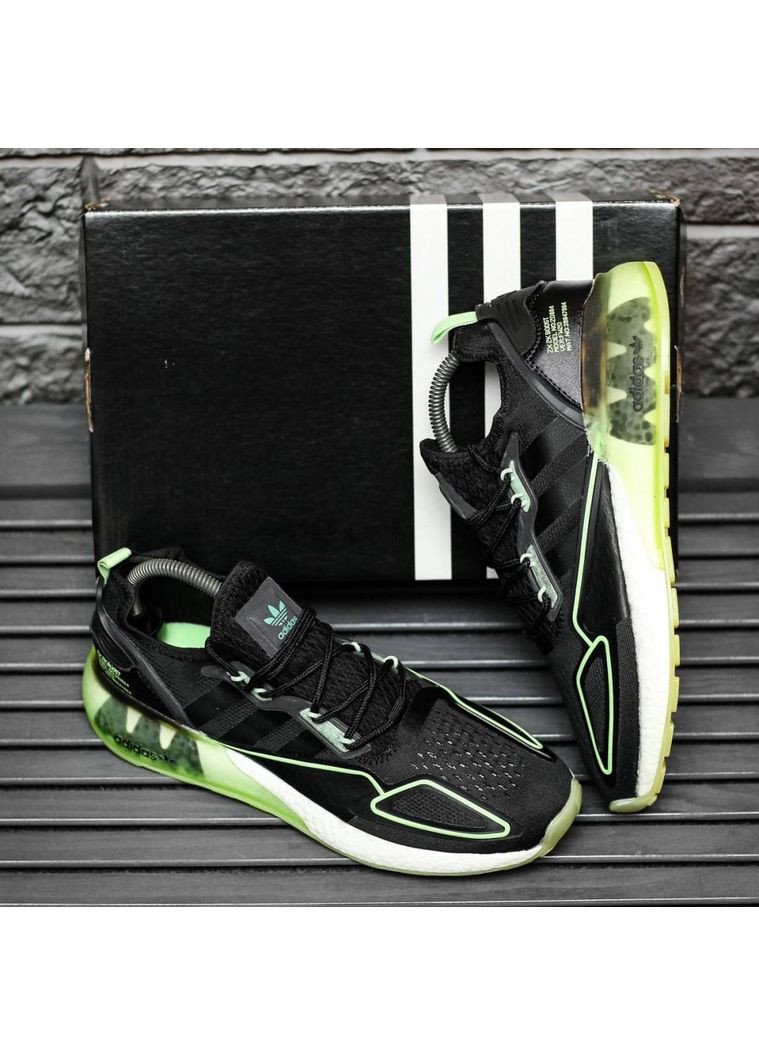 КРОССОВКИ ЖЕНСКИЕ ADIDAS ZX 2K BOOST BLACK GREEN WHITE АДИДАС ZX 2K ИЗИ БУСТ No Brand серые демисезоны (367167953)