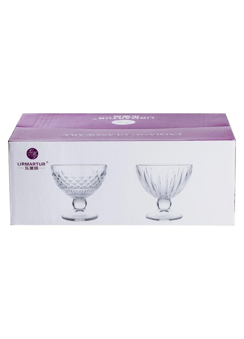 Креманка на ніжці скляна прозора 250 (мл) набір креманок 6 штук для салатів, десертів, желе HP520 TS Kitchen (370802453)