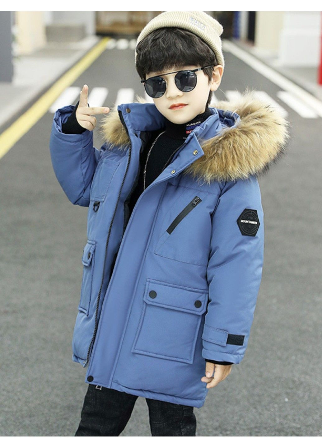 Синя зимня дитяча зимова куртка No Brand