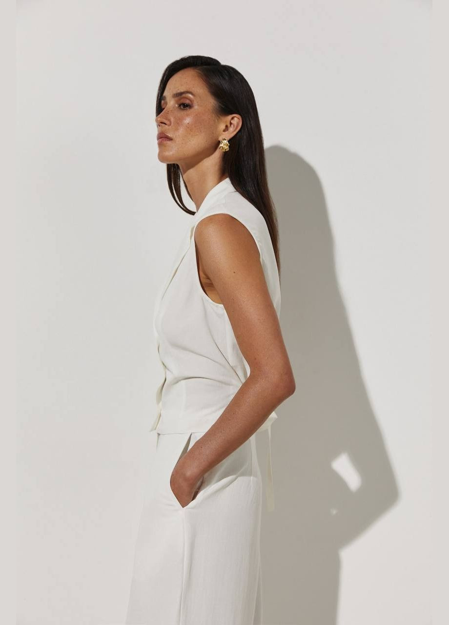 Костюм из натуральной ткани с укороченным жилетом и брюками палаццо Adelante (335013598)