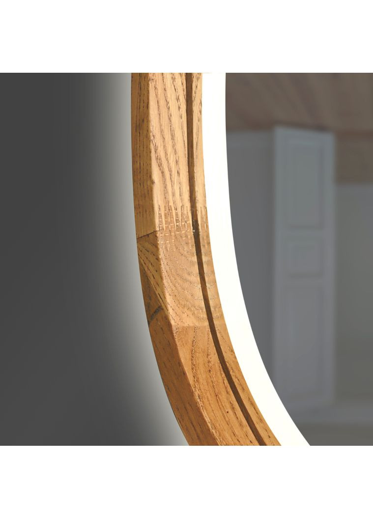 Зеркало ассиметричное деревянное с LED-подсветкой Natural Dark Ясень 55x85 см Luxury Wood Dali (369547169)