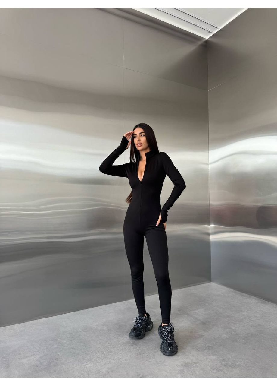 Женский комбинезон рубчик с начесом Osoblyva комбинезон-брюки чёрный