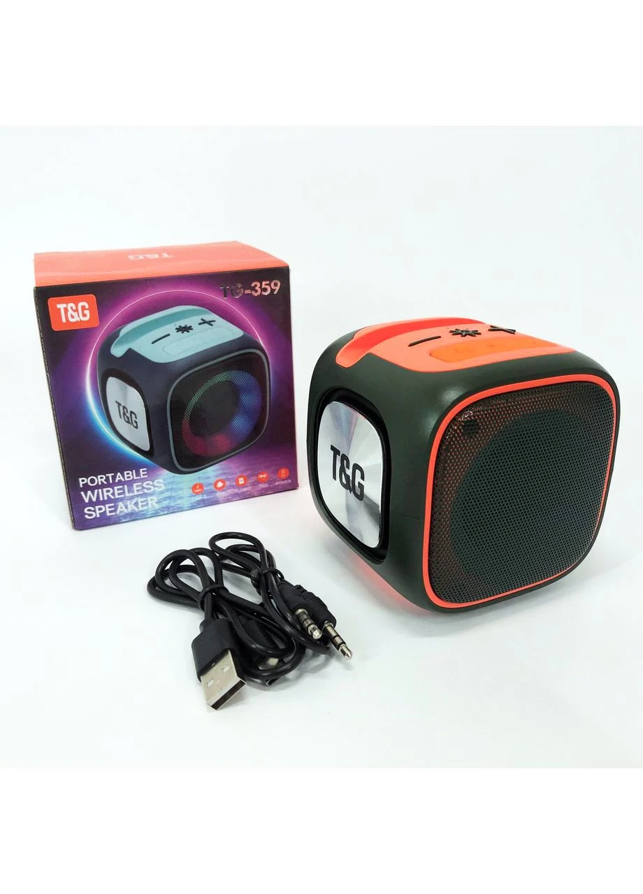 Портативная Bluetooth колонка TG359 7W с RGB подсветкой, аккумуляторная колонка для музыки. Цвет: зеленый No Brand (385256837)