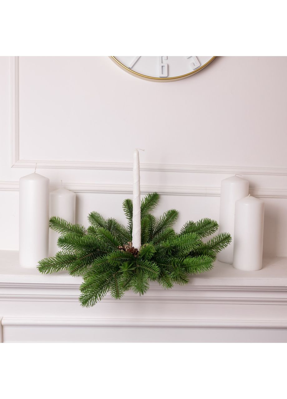 Искусственный подсвечник венок Новогодний с декором зеленый на 1 свечу SOK-O-1 LUGI (370673795)