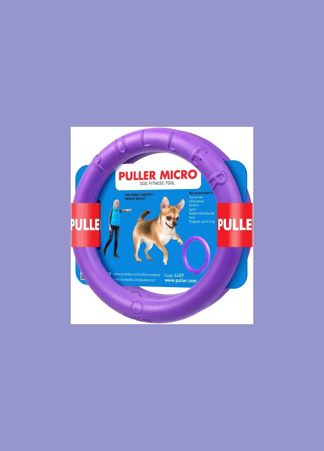 Игрушка для собак Тренировочный снаряд Puller Micro фиолетовый 13 см (2 кольца) 304267 Collar (291885391)