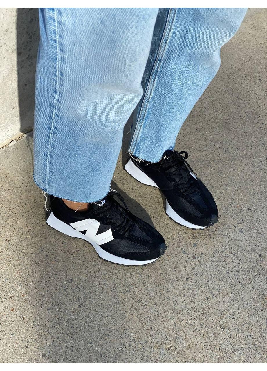 КРОССОВКИ ЖЕНСКИЕ NEW BALANCE 327 BLACK WHITE V3 НЬЮ БЕЛАНС 327 No Brand чёрные демисезоны (368855058)