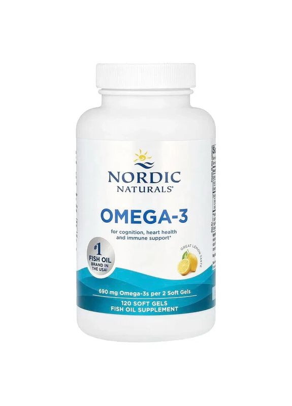 Очищена Омега Omega-3 Зі смаком лимона 120 капсул Nordic Naturals (361115979)