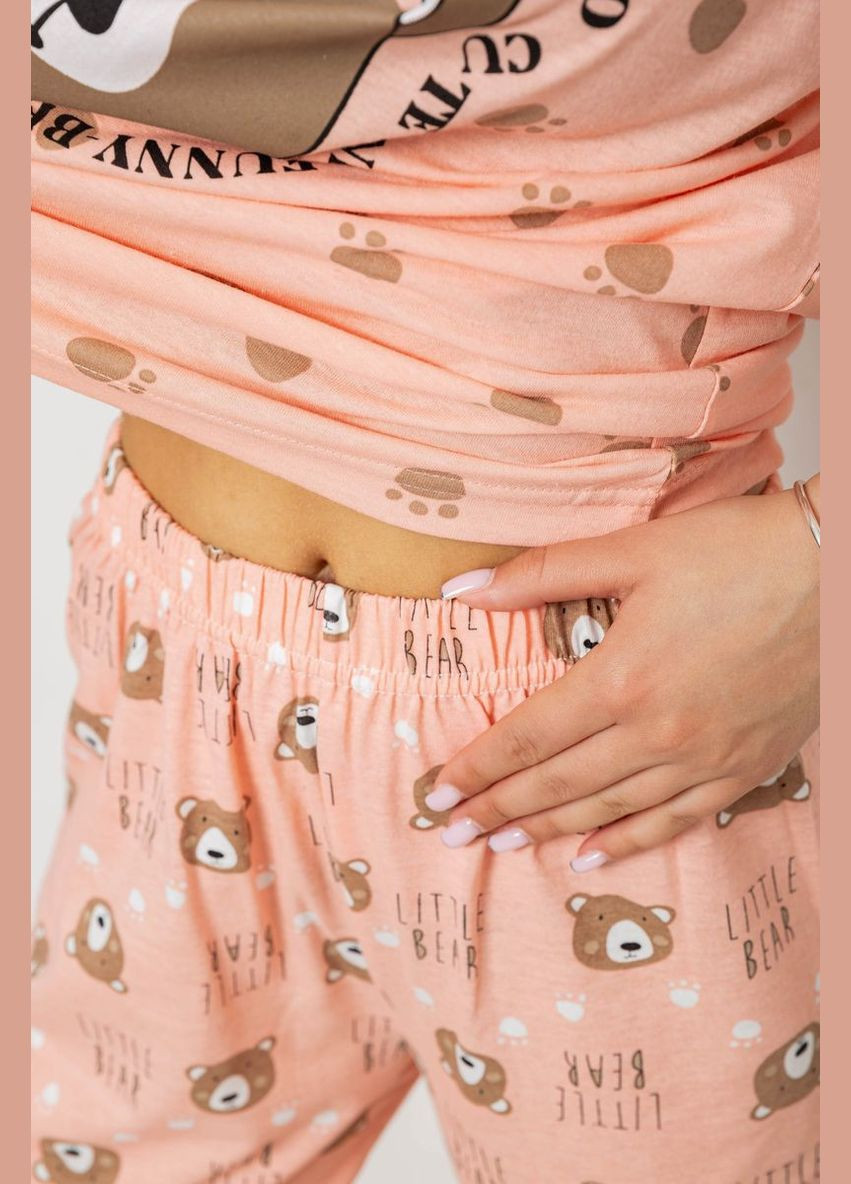 Персиковая всесезон пижама женская с принтом Fashion
