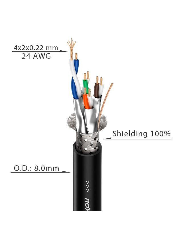 Гнучкий кабель категорії 6 C6AP, 4x2х0.22, 100 м ROXTONE (326743867)