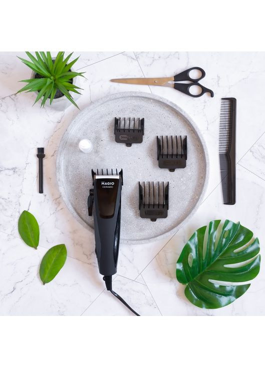 Машинка для стрижки волос МG-584, 25Вт, 4 нас., верхнее лезвие керамическое, нижнее-нерж. сталь Magio (360395121)
