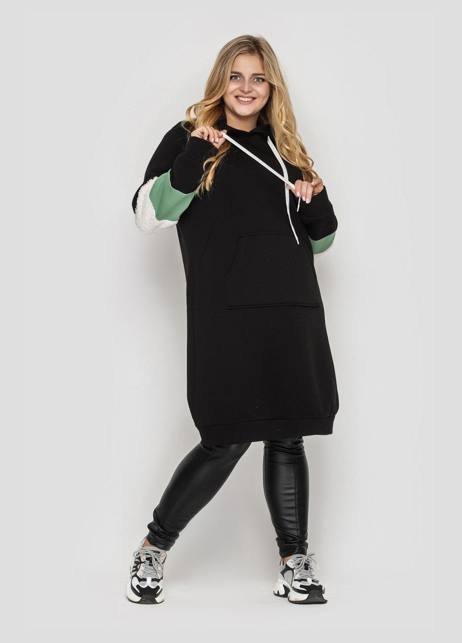 Черное спортивное платье теплое габриэлла 54 черный яблоко 0349 Vlavi