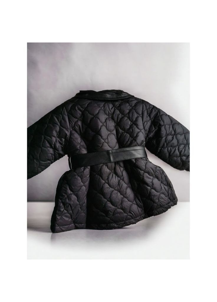 Черное демисезонное Пальто для девочки двубортное No Brand