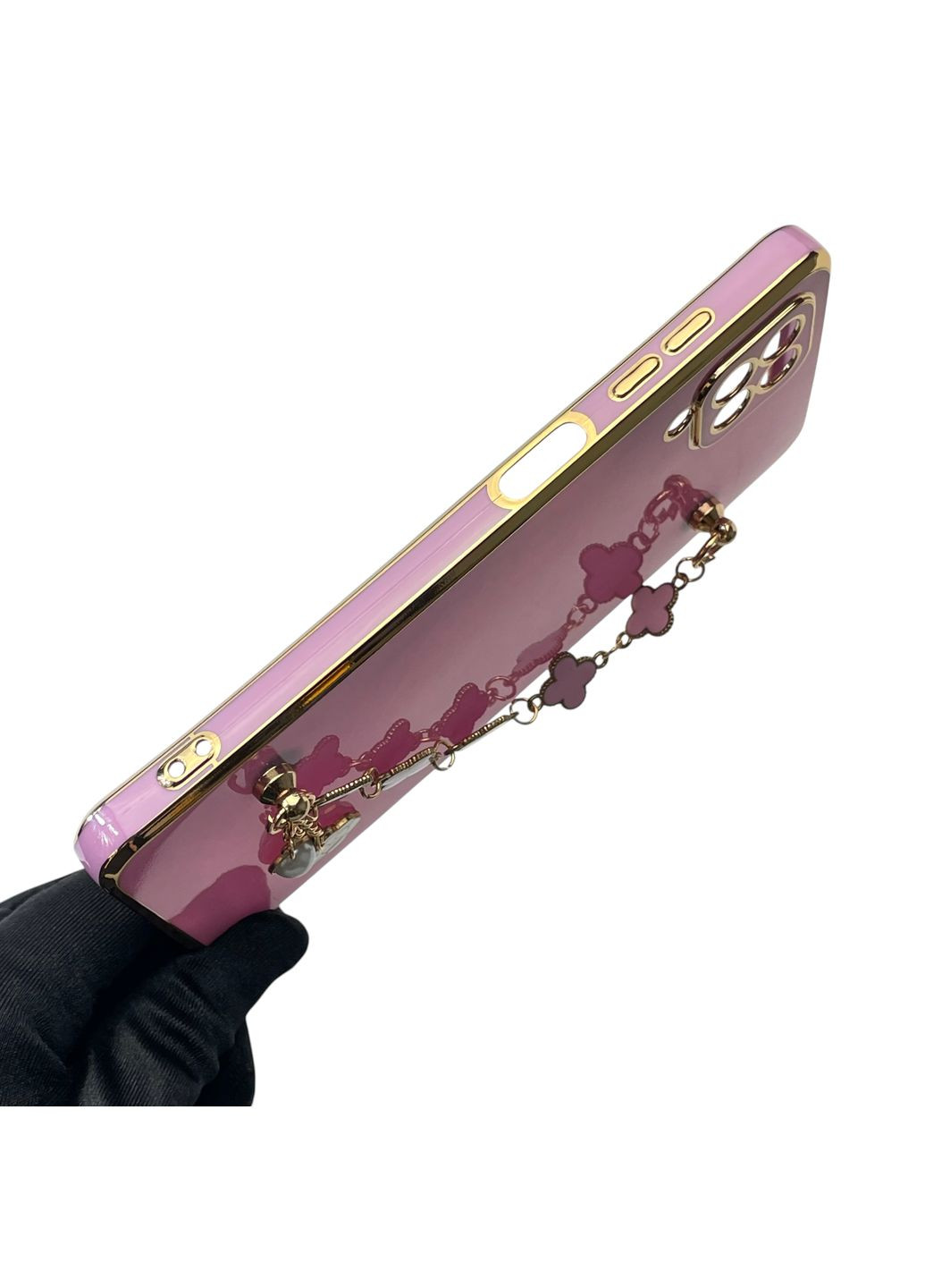 Чохол для телефона Galaxy M12 (SM-M127F) жіночій із ремінцем з прикрасами та золотою окантовкою на самсунг м12 чорничний gs1 Samsung (366387283)