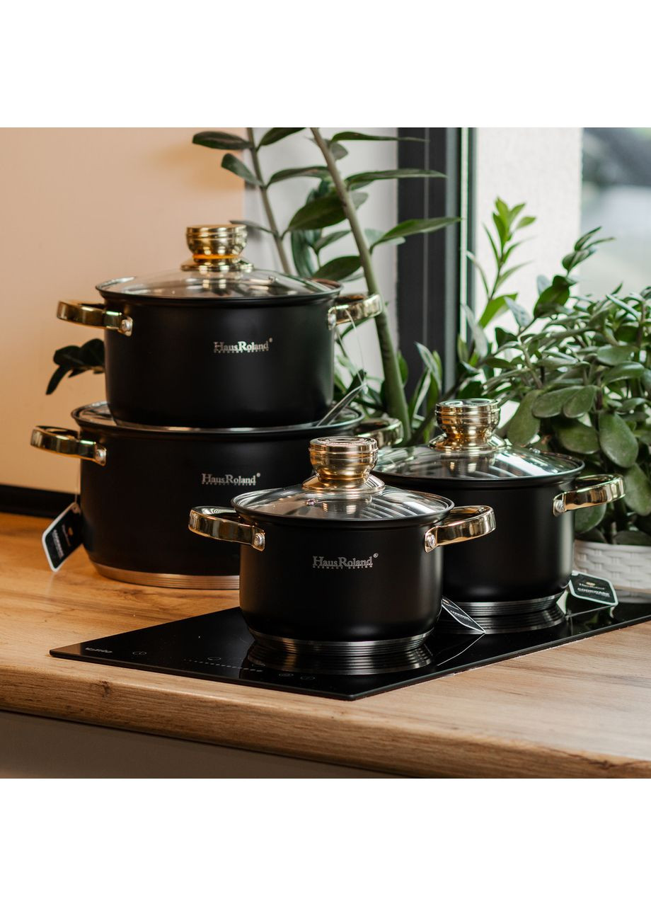 Набір каструль з нержавіючої сталі 4 штуки 6,1/3,9/2,8/2,1 л HP33523 Yiwu (370801099)