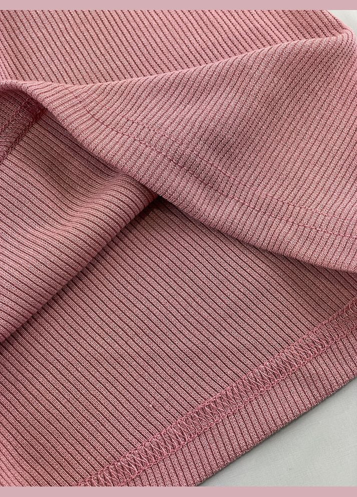 Розовый летний костюм топ и шорты в рубчик Mevis