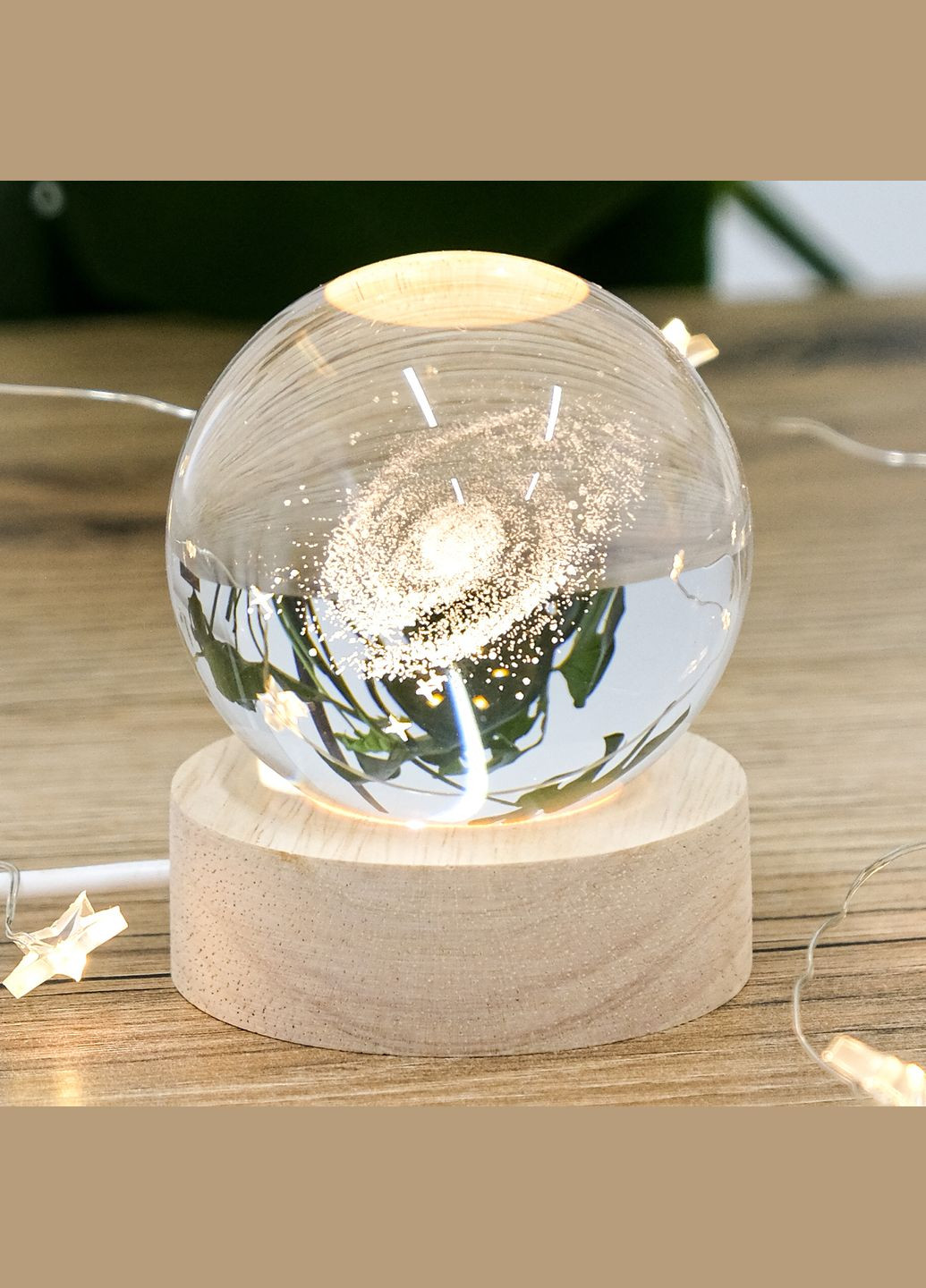3D Лазерная хрустальная Сфера Галактика с LED подсветкой на деревянной подставке USB см (MH-Q0198-3-6D) Гранд Презент (326800799)