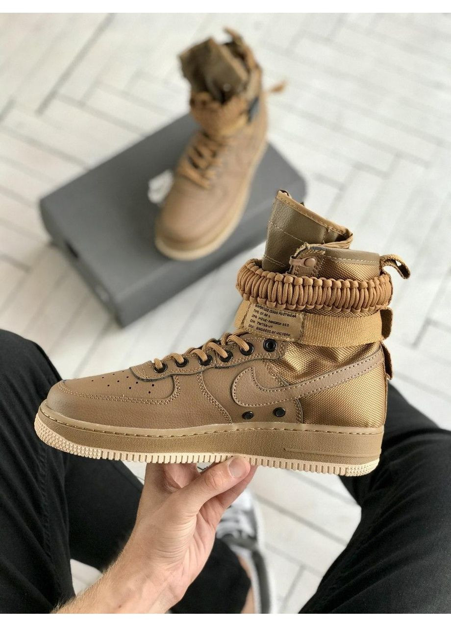 Коричневі Осінні кросівки чоловічі nike special fled air force 1 brown найк No Brand