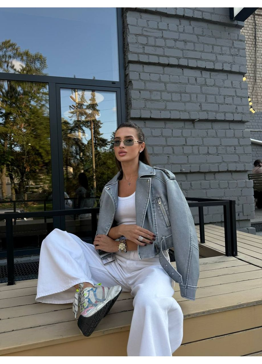 Світло-блакитна вкорочена косуха світло-блакитна No Brand