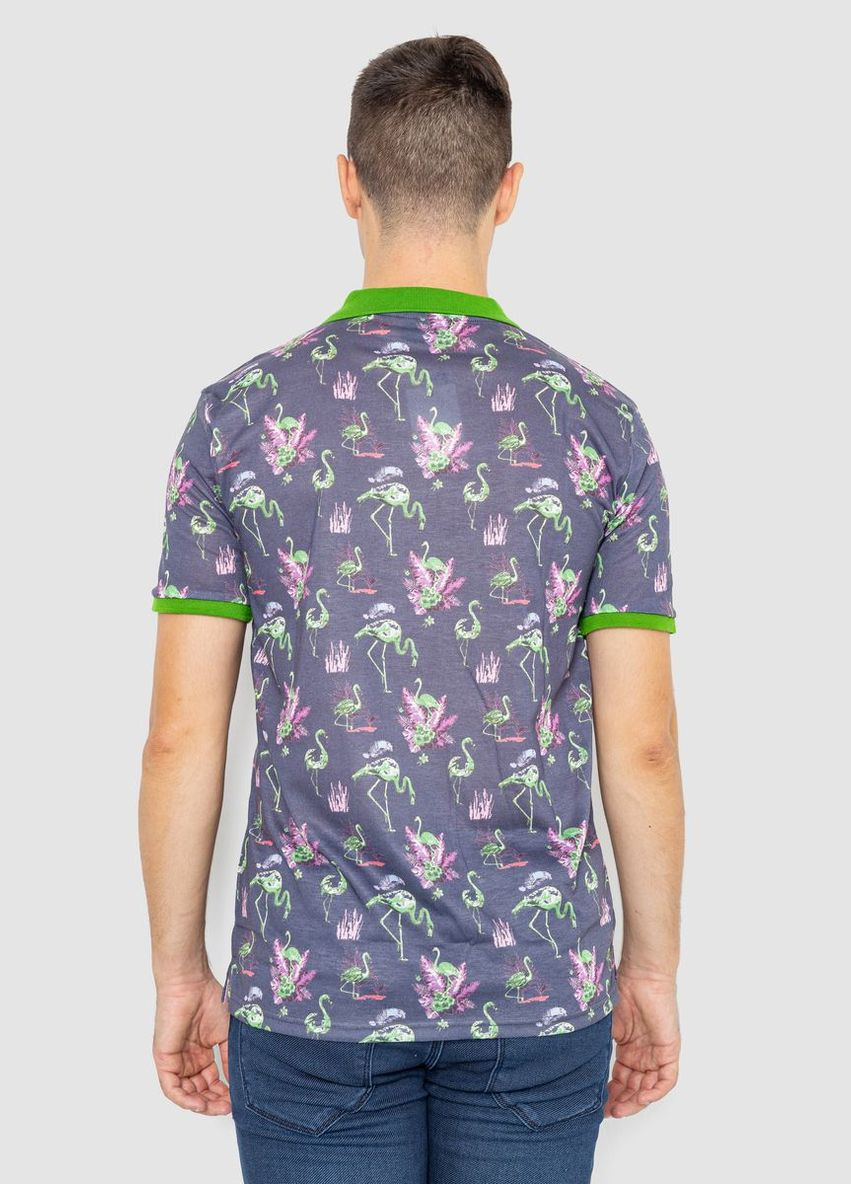 Серо-зеленая поло мужское с принтом 247r312 с коротким рукавом Ager