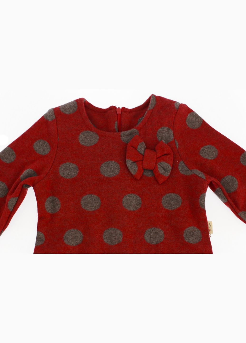 Красное платье с длинным рукавом флисовое горошек красное 122 см (35118) BABYKROHA (323469288)