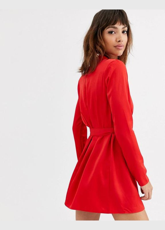Красное платье пиджак атласное мини Asos