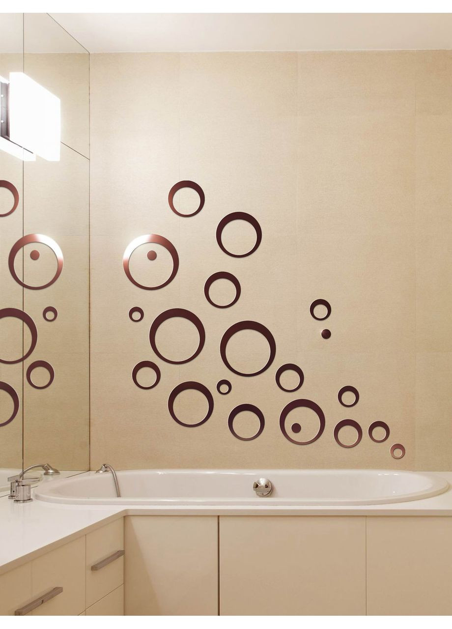 Великі дзеркальні наклейки на стіну інтер'єрні самоклейні Орбіта 21 шт. Ваша Світлість (366334655)